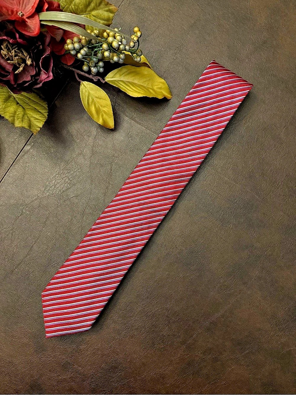 BOSS by Hugo Boss Silk Striped Tie in Red & Blue Like New